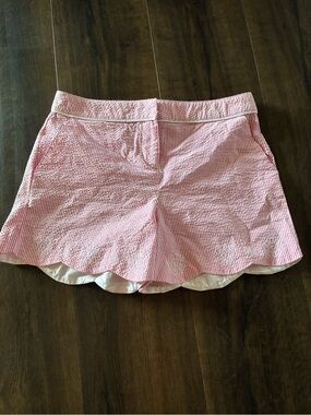 KC Parker Hartstrings Pink Seersucker Scalloped Shorts Girls 16 Preppy Y2K